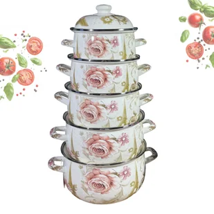 Zestaw Garnków Emaliowanych Indukcja Gaz Komplet Garnków Zilner Zl-8504 - Zestawy garnków i patelni - miniaturka - grafika 1