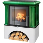 Piece wolnostojące - ABX Piecyk kaflowy Ikaria Exclusive biały cokół - Zielony - miniaturka - grafika 1