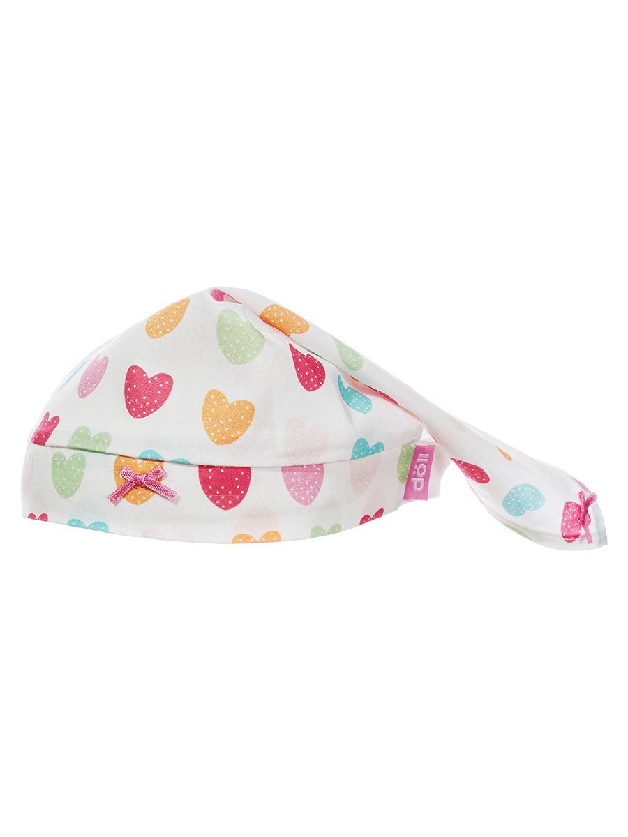 Czapka z chustą biała w serduszka Döll r.55