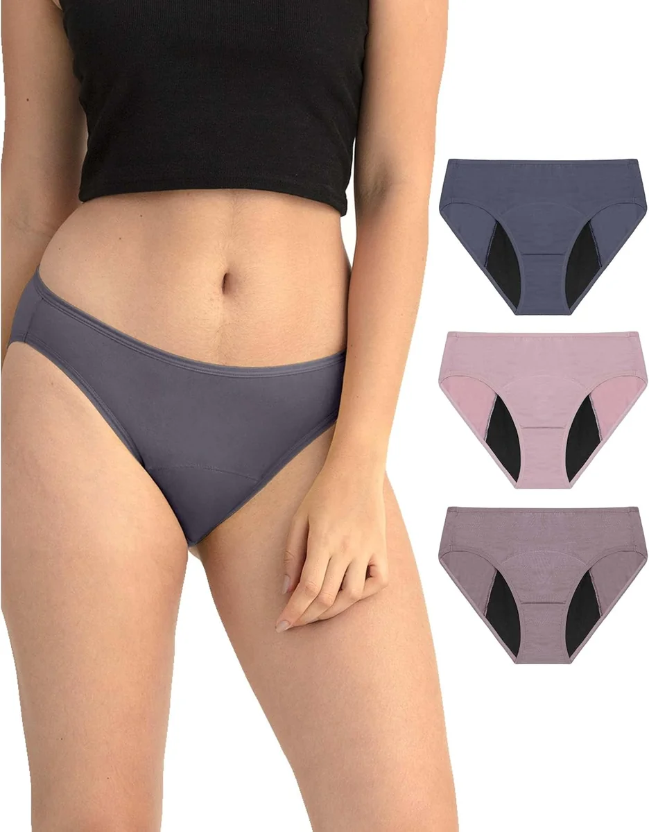 Majtki menstruacyjne damskie figi bikini wysoki krój 3 sztuki rozmiar S