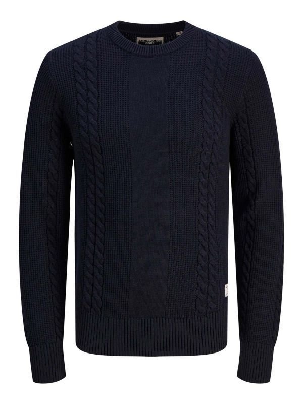 maglie uomo jack and jones 12242948 grid cable crew black