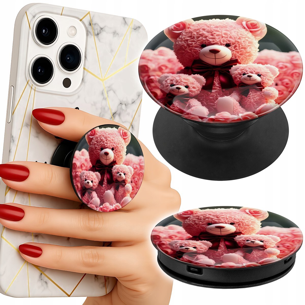 Uchwyt do telefonu Popsocket na palce/stojak RODZINKA RÓŻANYCH MISIÓW