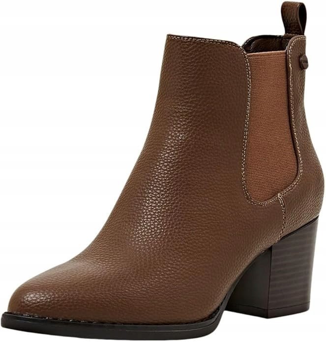 ESPRIT BOTKI DAMSKIE BRĄZOWE NA OBCASIE NA ZAMEK 39 Ż8C