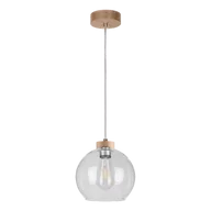 Lampy sufitowe - Britop Skandynawska LAMPA wisząca LAGUNA 18710174 szklana OPRAWA loftowy ZWIS kula przezroczysta drewno - miniaturka - grafika 1