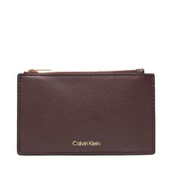 Portfele - Duży Portfel Damski Calvin Klein Foil Logo Top Zip Cardcase LV04F1090G Bordowy - miniaturka - grafika 1