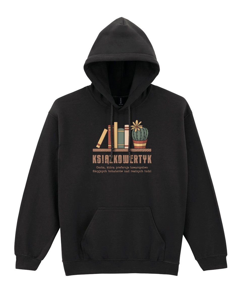 Bluza z kapturem KSIĄŻKOWERTYK Fan Książki Literatury Czarny XXL