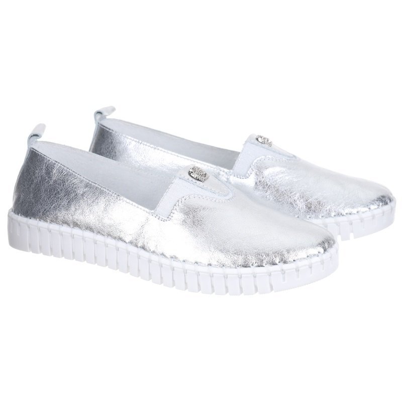 Półbuty damskie Simen 6825A SREBRNY SKÓRA R.37