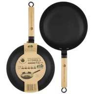 Patelnie - Patelnia żeliwna z drewnianą rączką Ludmiła 24cm Indukcja Gaz Żeliwo Drewno - miniaturka - grafika 1