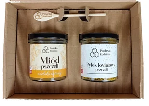 Świąteczny Zestaw Prezentowy Miód lipowy 410g + Pyłek 200g z owijką - Zestawy upominkowe - miniaturka - grafika 1