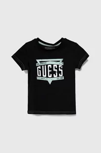 Guess t-shirt bawełniany kolor czarny z nadrukiem - Koszulki dla chłopców - miniaturka - grafika 1