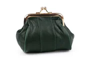 Portfele - Portmonetka na bigiel skórzana zielona - miniaturka - grafika 1