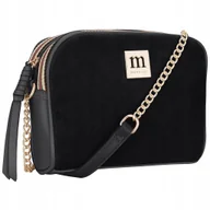 Torebki damskie - Torebka Listonoszka MONNARI Czarna CHANELKA ZAMSZ - miniaturka - grafika 1