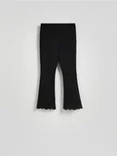 Spodnie damskie - Reserved - Spodnie flare z ażurowym wykończeniem - czarny - miniaturka - grafika 1