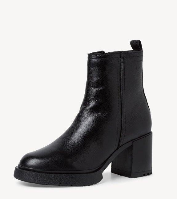 TAMARIS BOTKI CZARNE SKÓRZANE NA OBCASIE NA ZAMEK 39 JLB