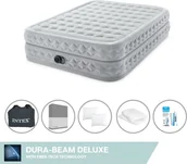 Prześcieradła - Łóżko powietrzne Intex - 2 osoby - 152 x 203 x 51 cm - Szare - Z wbudowaną pompką + prześcieradło antracytowe + poduszka + poszewki Molton 2 w 1 + zestaw naprawczy - miniaturka - grafika 1
