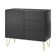 Komody - Komoda KSZ97 Harmony Piaski Meble Czarny Grafit U12007 Struktura Natural Wood, Marmur Black Royal S63052 - miniaturka - grafika 1