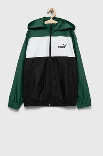 Kurtki i płaszcze dla dziewczynek - Puma kurtka dziecięca ESS+ CB Windbreaker B kolor zielony - grafika 1