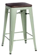 Taborety i hokery - D2.DESIGN Hoker Paris Wood 65cm zielony sosna orze ch 96320 - miniaturka - grafika 1