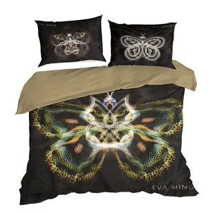 Pościel satynowa EVA 200x220 Eva Minge Eurofirany czarna złota barwne motyle - Pościel - miniaturka - grafika 1