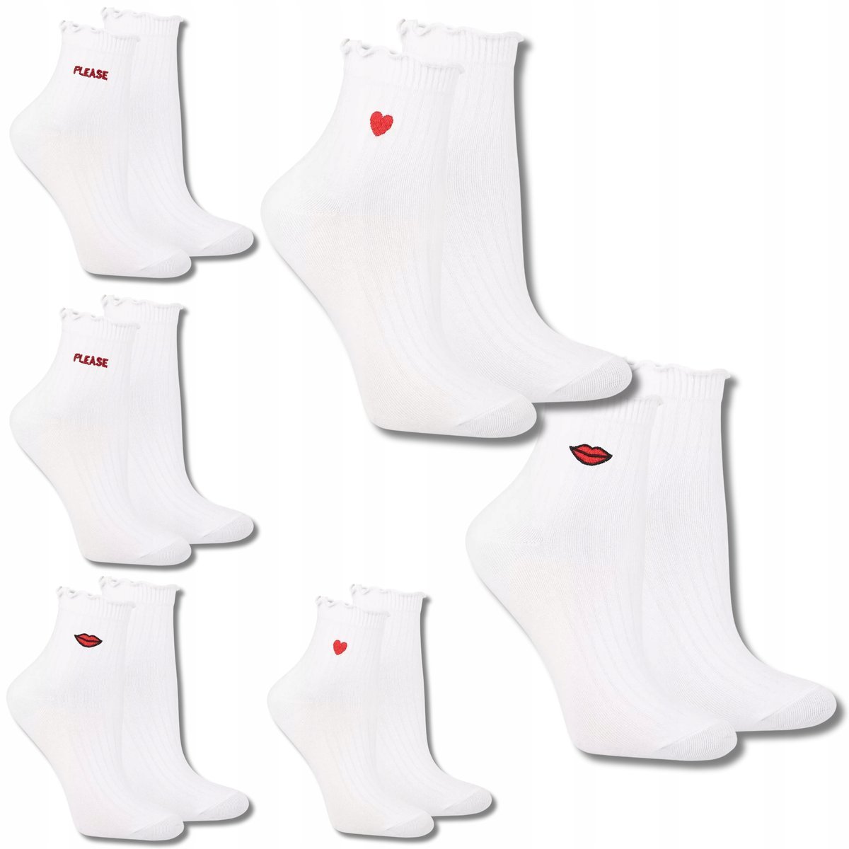 SKARPETKI DAMSKIE GŁADKIE BAWEŁNIANE 3/4 SKARPETY 6 PAR MORAJ 35-38