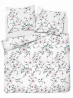 Pościel - Detexpol Pościel satynowa 220x200 biała miętowa kwiaty 4915 A Home Satin 80 - miniaturka - grafika 1