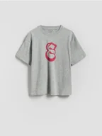 Koszulki dla chłopców - Reserved - Bawełniany t-shirt oversize - jasnoszary - miniaturka - grafika 1
