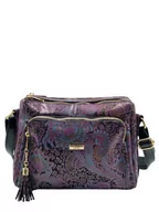 Torebki damskie - Skórzana listonoszka złote okucia dwukomorowa - miniaturka - grafika 1