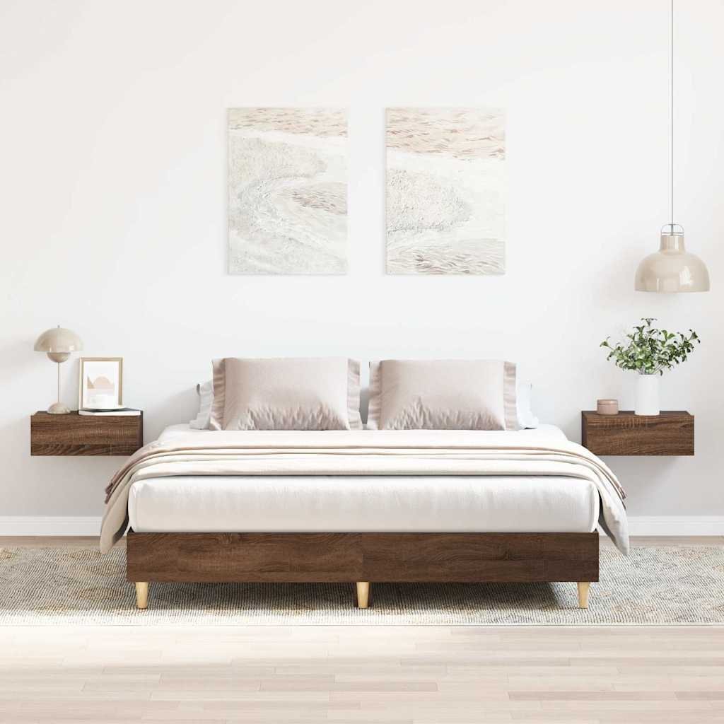 Rama łóżka bez materaca Brązowy dąb 140x200 cm Drewno klejone