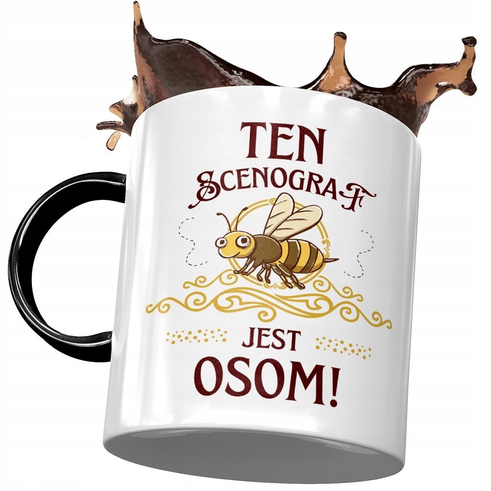 Kubek Czarny Dla Scenografa Scenograf Jest Osom z Nadrukiem ze Zdjęciem + Opakowanie na prezent (wzór 01)