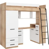 Łóżka dla dzieci i młodzieży - Łóżko Piętrowe Smyk Prawe Sonoma Jasna / Biały MebloCross Biały, Sonoma Jasna - miniaturka - grafika 1