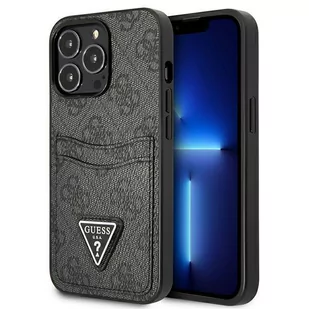 Etui Guess do iPhone 13 Pro / 13 6,1" czarny/black hardcase 4G Triangle Logo Cardslot - Etui i futerały do telefonów - miniaturka - grafika 1