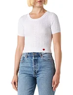 Koszulki i topy damskie - Love Moschino Damski, Cropped Top, Optical White, 48, optical white, 48 - miniaturka - grafika 1