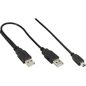 Kable USB - InLine Kabel USB 2x USB A/Mini USB 5pin 1m Czarny 33107X - miniaturka - grafika 1