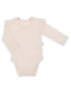 Body dla niemowląt - Dziewczęce body bawełniane z długim rękawem w prążek łososiowe Nicol,r.68 - miniaturka - grafika 1