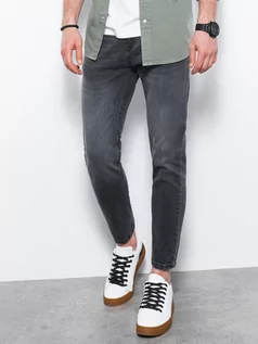 Spodnie męskie - Spodnie męskie jeansowe SLIM FIT - czarne V3 P1077 - grafika 1