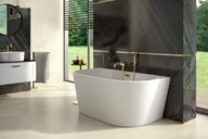 Wanny - Wanna wolnostojąca Besco Vica New 160x80 cm owalna biały połysk klik klak złoty WAS-160VNZL - miniaturka - grafika 1