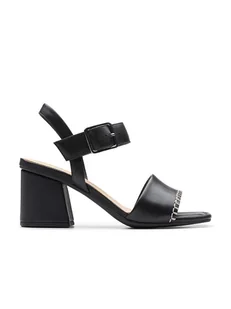Clarks Skórzane sandały "Siara" w kolorze czarnym na obcasie - Sandały damskie - miniaturka - grafika 1