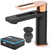 Baterie umywalkowe - SOTBE LOFT SVART GOLD ROSE Bateria stojąca umywalkowa czarna /złota - miniaturka - grafika 1