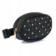Nerki - Nerka saszetka biodrowa torebka do paska pasek pikowana eko skóra Czarna - miniaturka - grafika 1