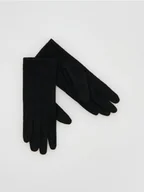 Czapki damskie - Reserved - Gładkie rękawiczki - czarny - miniaturka - grafika 1