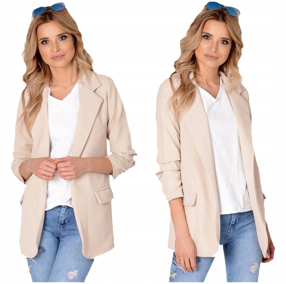 Damska Marynarka żakiet - drapowane rękawy 3XL/46