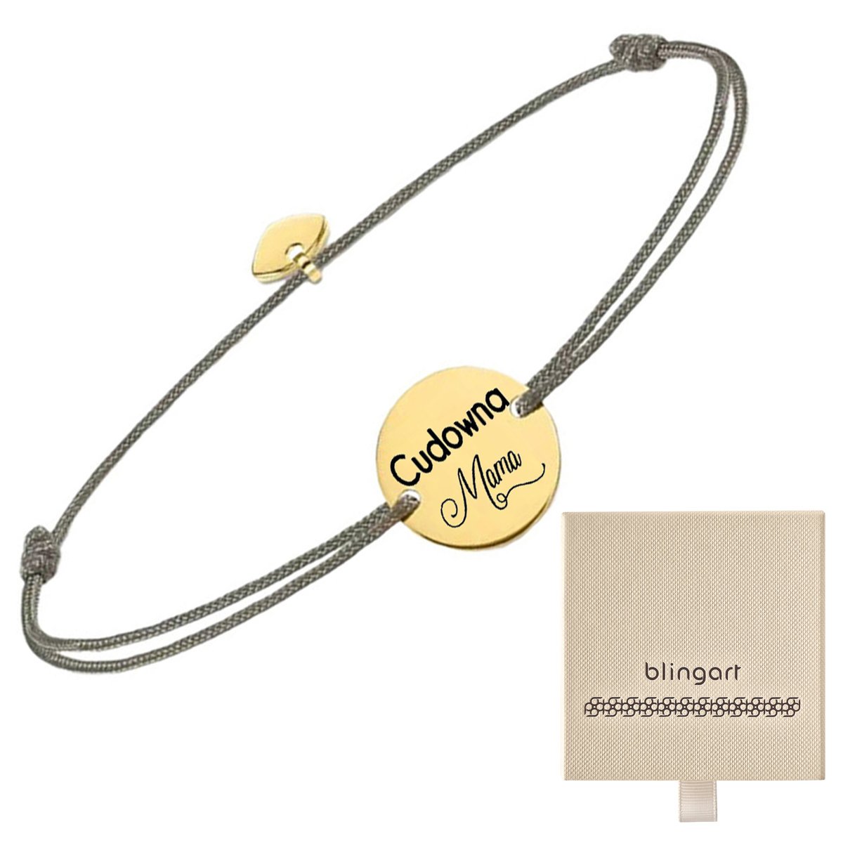 Bransoletka z GRAWEREM sznurkowa blaszka KOLORY