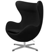 Fotele i krzesła biurowe - King Home Fotel Egg Classic Czarny.30 Wełna Podstawa Aluminiowa JH-026.BLACK.30 - miniaturka - grafika 1