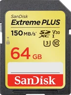 Karty pamięci - Karta SanDisk Extreme Plus SDXC 64 GB Class 10 UHS-I/U3 V30 SDSDXW2-064G-GNCIN - miniaturka - grafika 1