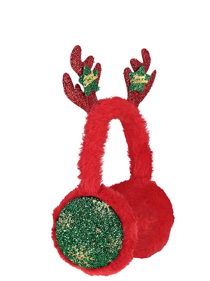 Sublevel Pluszowe nauszniki w kolorze czerwono-zielonym