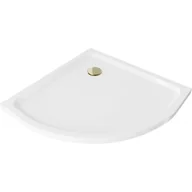 Brodziki prysznicowe - Mexen Flat brodzik półokrągły slim 90 x 90 cm, biały, syfon złoty - miniaturka - grafika 1