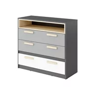 Komody - Komoda PO-08 Pok Lenart Biały, Jasny Szary, Buk Ibsen, Grafit - miniaturka - grafika 1