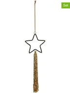 Ozdoby bożonarodzeniowe - Kersten Dekoracyjna zawieszka (4 szt.) "Star" w kolorze czarno-złotym - 23 x 8 cm - miniaturka - grafika 1