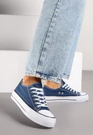 Trampki damskie - Granatowe Trampki Przed Kostkę o Klasycznym Fasonie Wilarosa - miniaturka - grafika 1