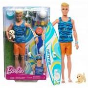 Lalki dla dziewczynek - Lalka Barbie Ken z deską surfingową Mattel - miniaturka - grafika 1